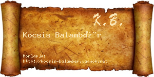 Kocsis Balambér névjegykártya